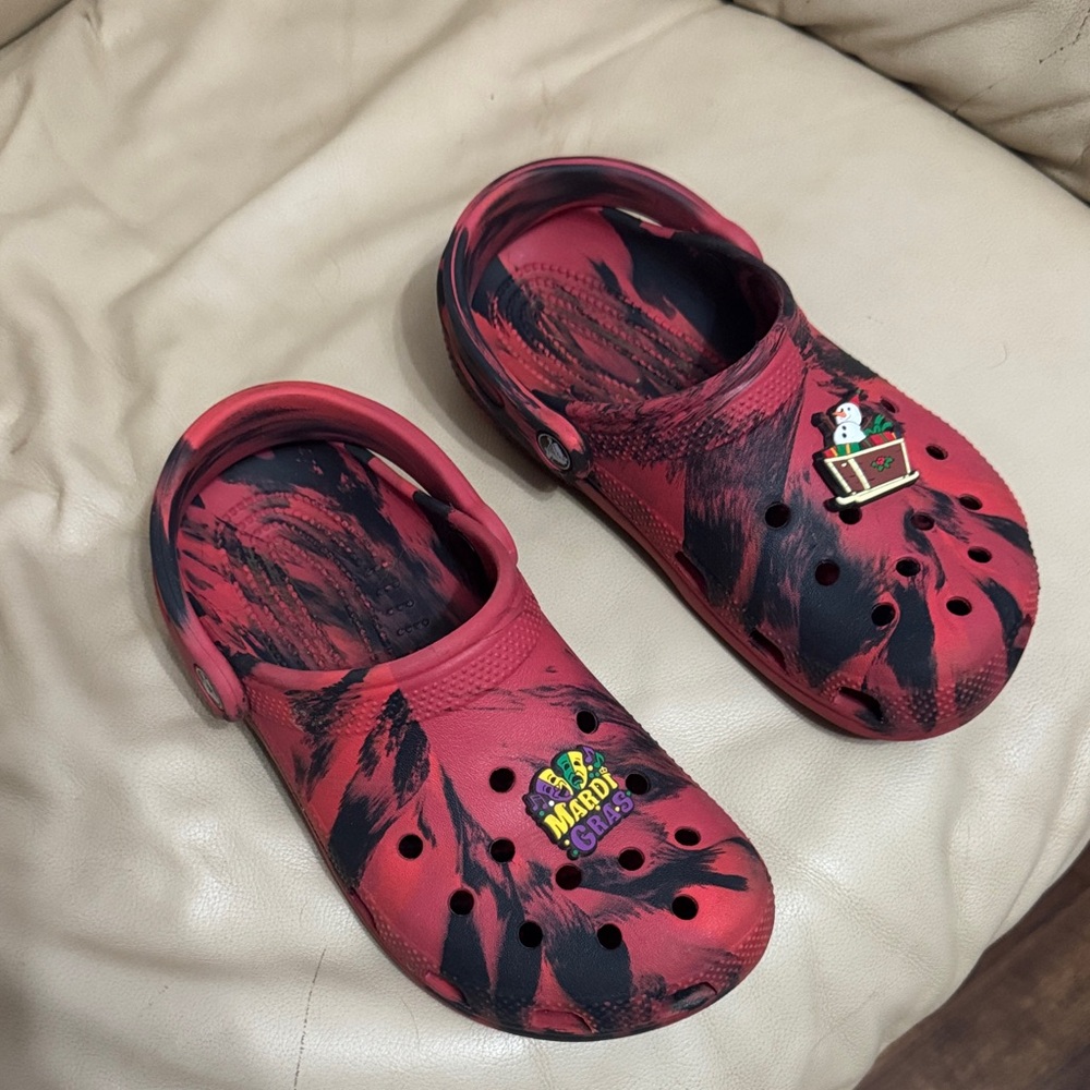 Kids Red and Black Crocs